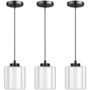 Industrial Pendant Lights Kitchen Island, Modern Clear Glass Shade Black Kitchen Pendant