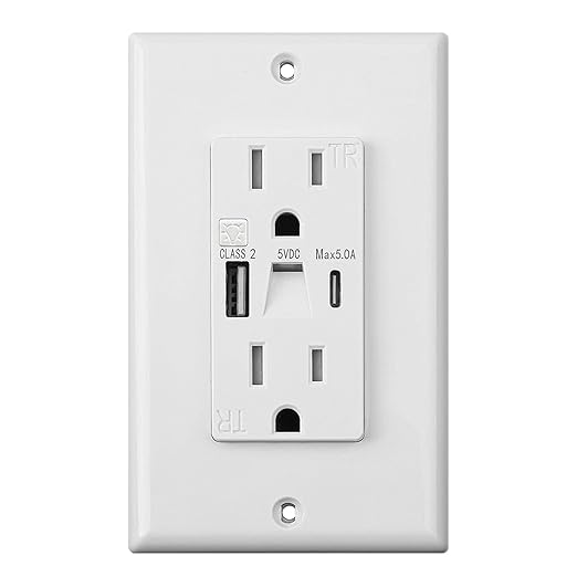 Outlet with Night Lights,15Amp Tamper Resistant Outlet with Built in Lights fit