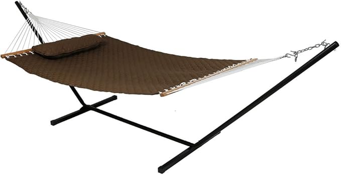 Quilted Fabric Double Hammock with 12-Foot Stand - 400-Pound Capacity