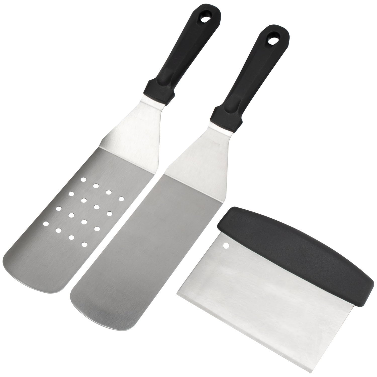 Universal Cast Iron Griddle for Gas Grill with Spatula Set, 23" x 16" Pre-Seasoned Nonstick