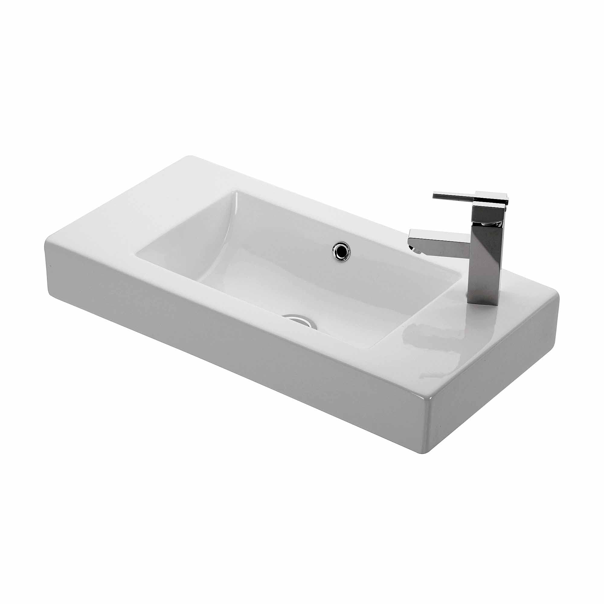 Minimal 4054 Ceramic Above Counter/Wall Mount Rectangular Bathroom Sink