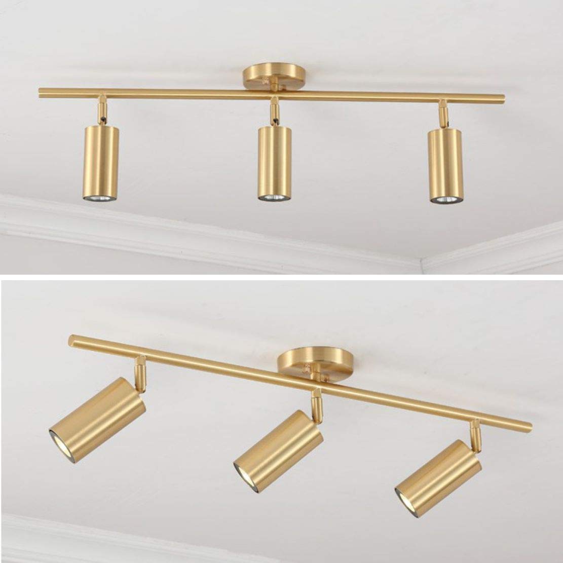 Gold Flush Mount Tracking Light Kit 3 Light Wall Decorative Lamp