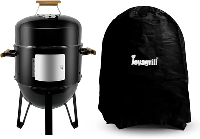 Joyagrill 17 Inch Porcelain-Enameled Charcoal BBQ Grill Smoker – Adjustable
