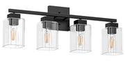 4 Light Matte Black Bathroom Light Fixture - Bathroom Vanity Light Square Design