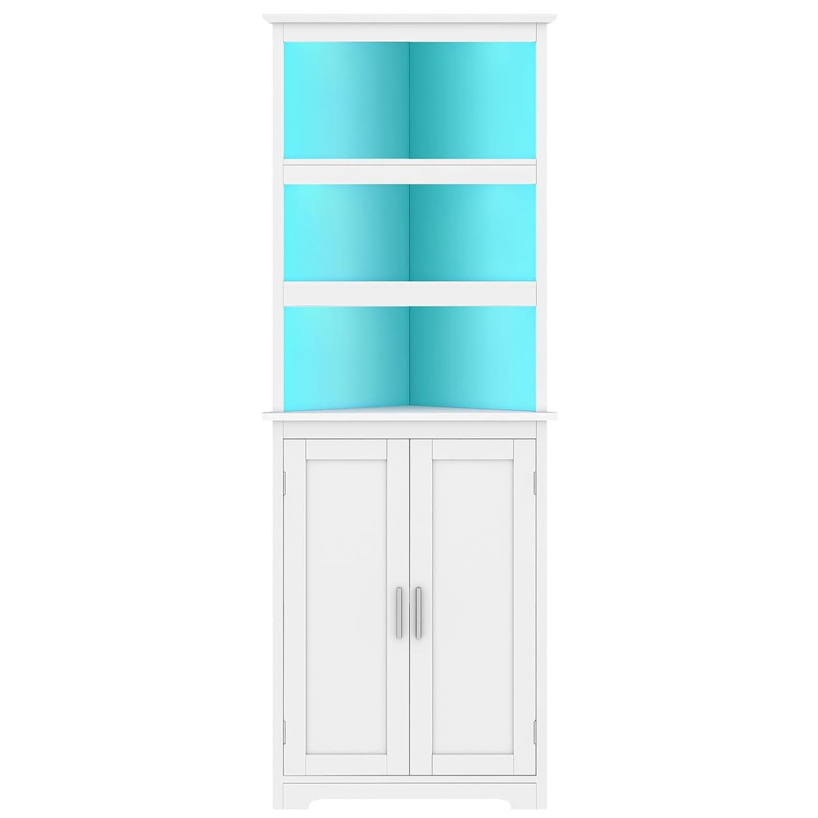 Tall Corner Cabinet with LED Lights, 5-Tier Bathroom Corner Cabinet,living room