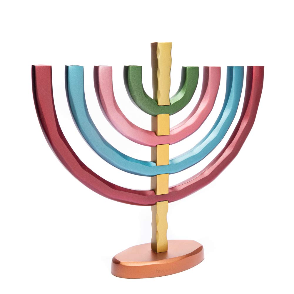 Yair Emanuel Anodized Aluminum Hanukkah Menorah with Bright Colors