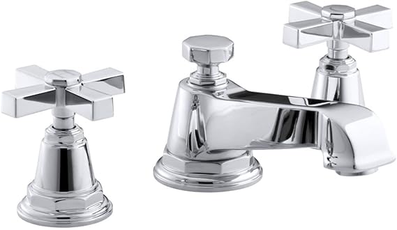 K-13132-3A-SN Pinstripe 2 Handle Widespread Bathroom Faucet Polshd Nickel
