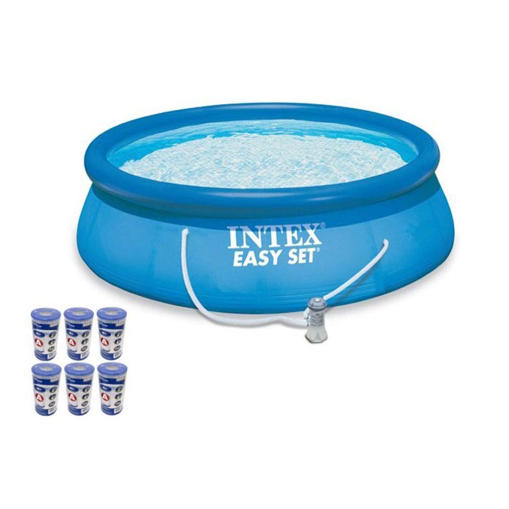 Easy Set Outdoor Above Ground Swimming Pool Kit with Ladder, Cover, 1000 GPH