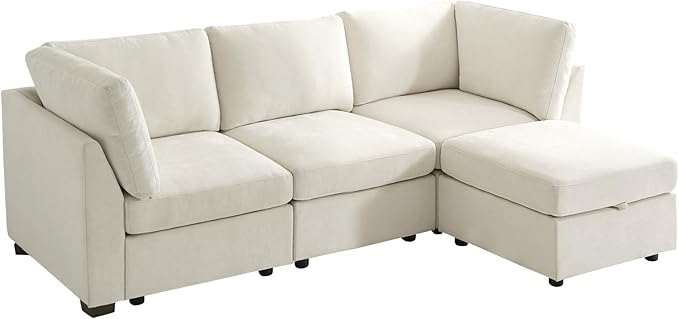Sofa Couch Set with Storage Ottoman for Living Room