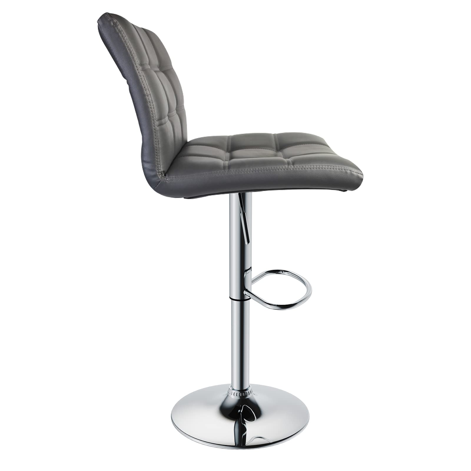 Square PU Leather Adjustable Bar Stools with Back, Square Back Bar Stools Set of 2