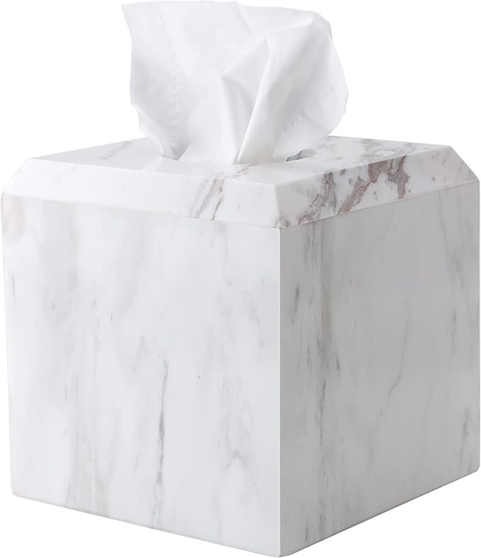 Tissue Box Cover Italy Natural Marble Heavy Duty Square Facial Toilet Paper Holder