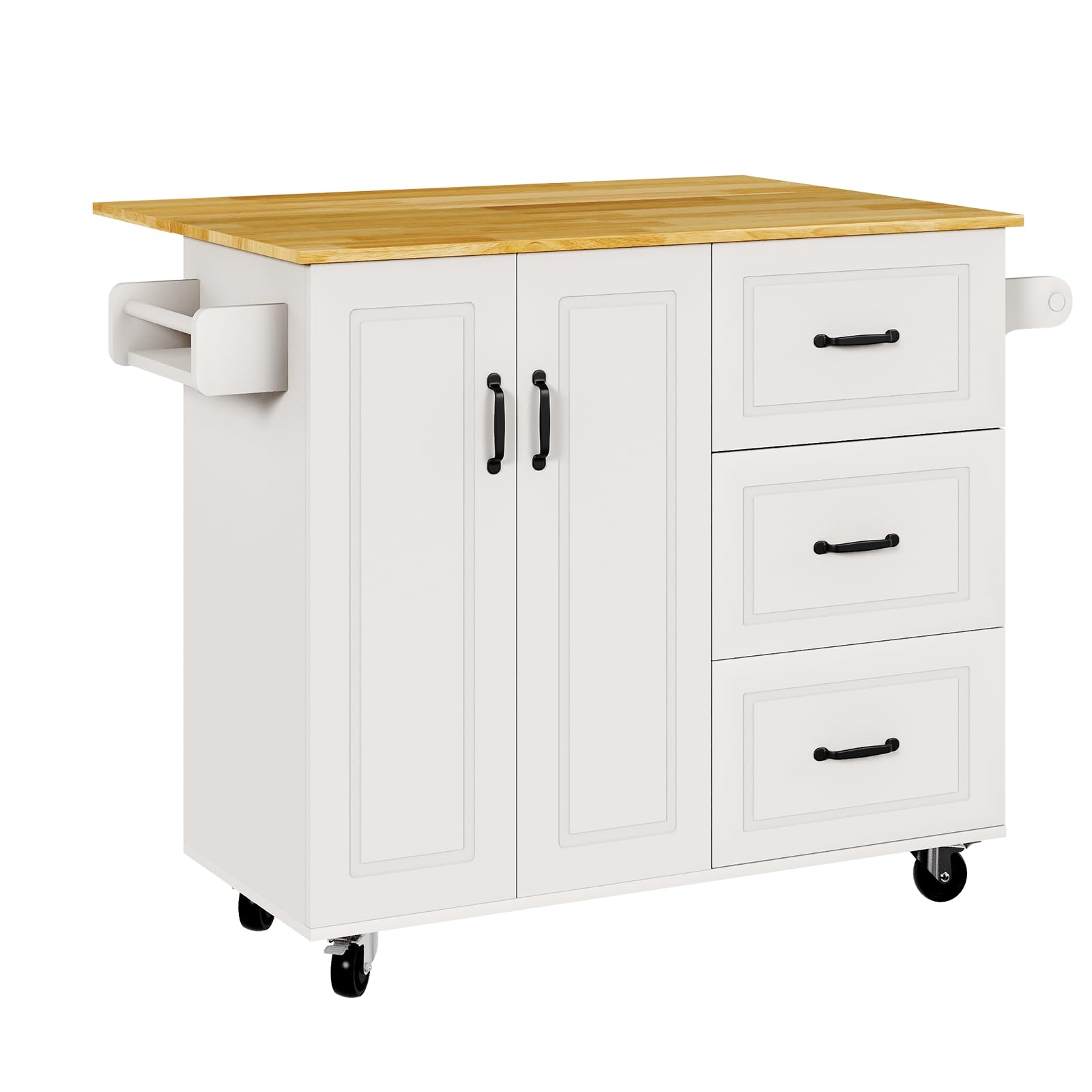 Rolling Kitchen Island with Storage, 43" Kitchen Island Cart