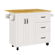 Rolling Kitchen Island with Storage, 43" Kitchen Island Cart with Drop Leaf & Spice