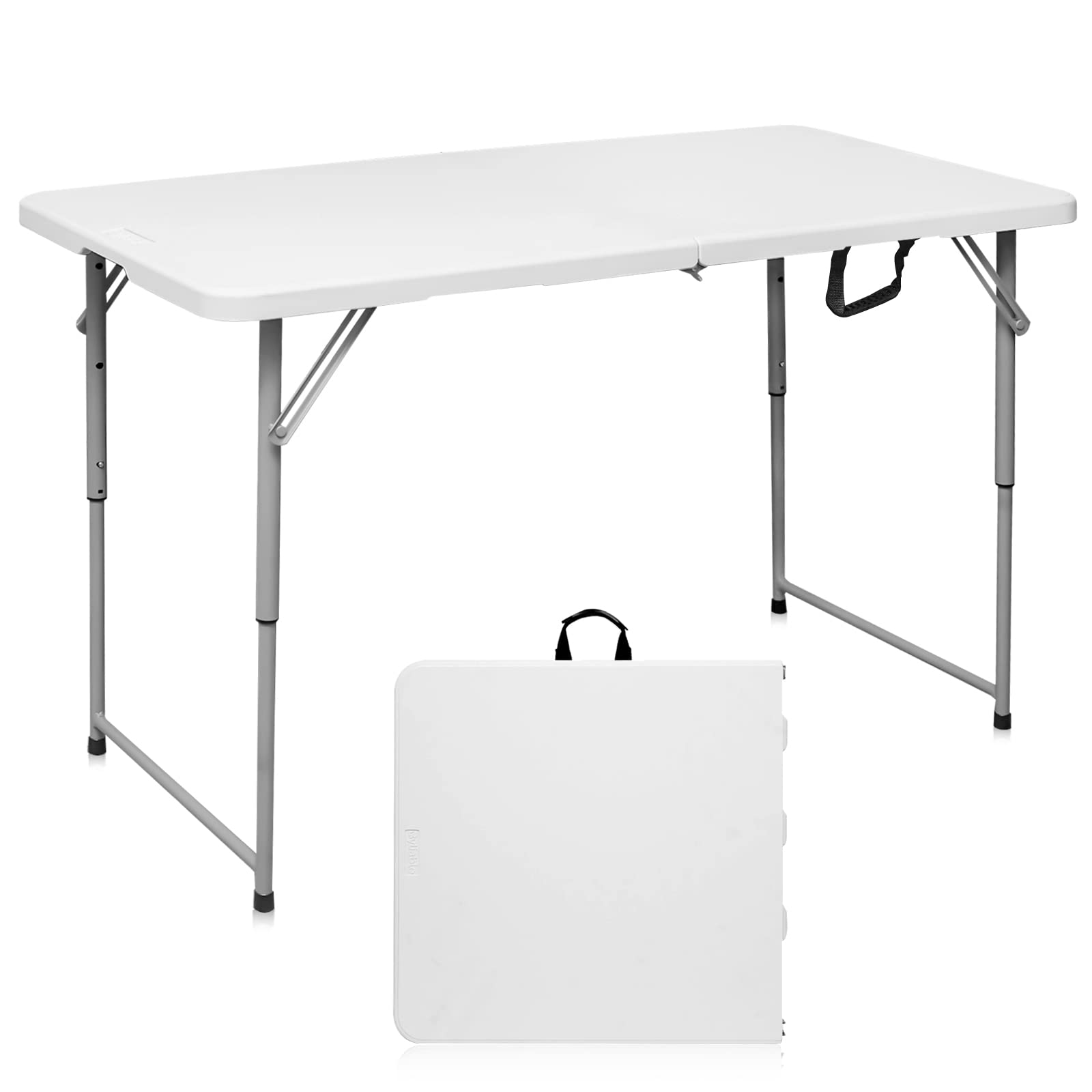 Folding Table 4 Foot Portable Heavy Duty Plastic Fold-in-Half Utility Table Small Outdoor