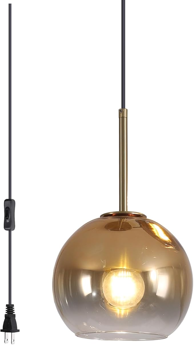 Lighting Globe Pendant Lights Gradient Gold Glass Pendant Light Modern Kitchen Island