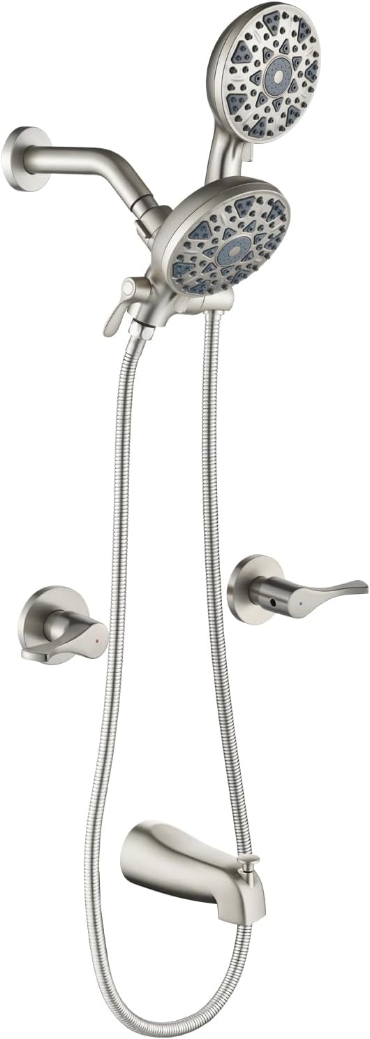 2 Handle Shower Faucet Set with Tub Spout and Shower Head Combo