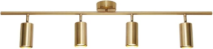 Modern Gold 4-Lights LED Track Lighting Kit Brushed Brass Flush Mount Ceiling
