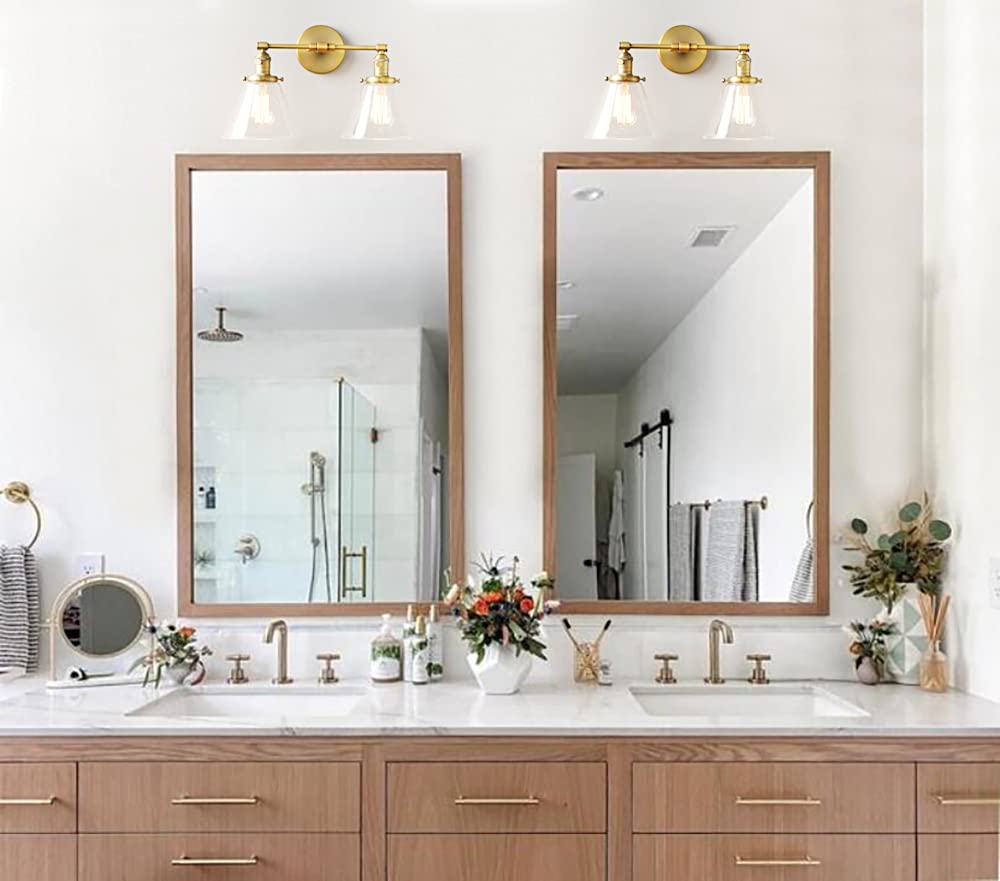 Phansthy Double Sconce Antique Industrial Wall Sconce Light with Dual 7.3 Inch Cone Canopy(Antique)