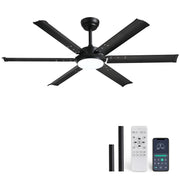 52 Inch Ceiling Fan with Lights and Remote Control, Black Industrial Fan Light