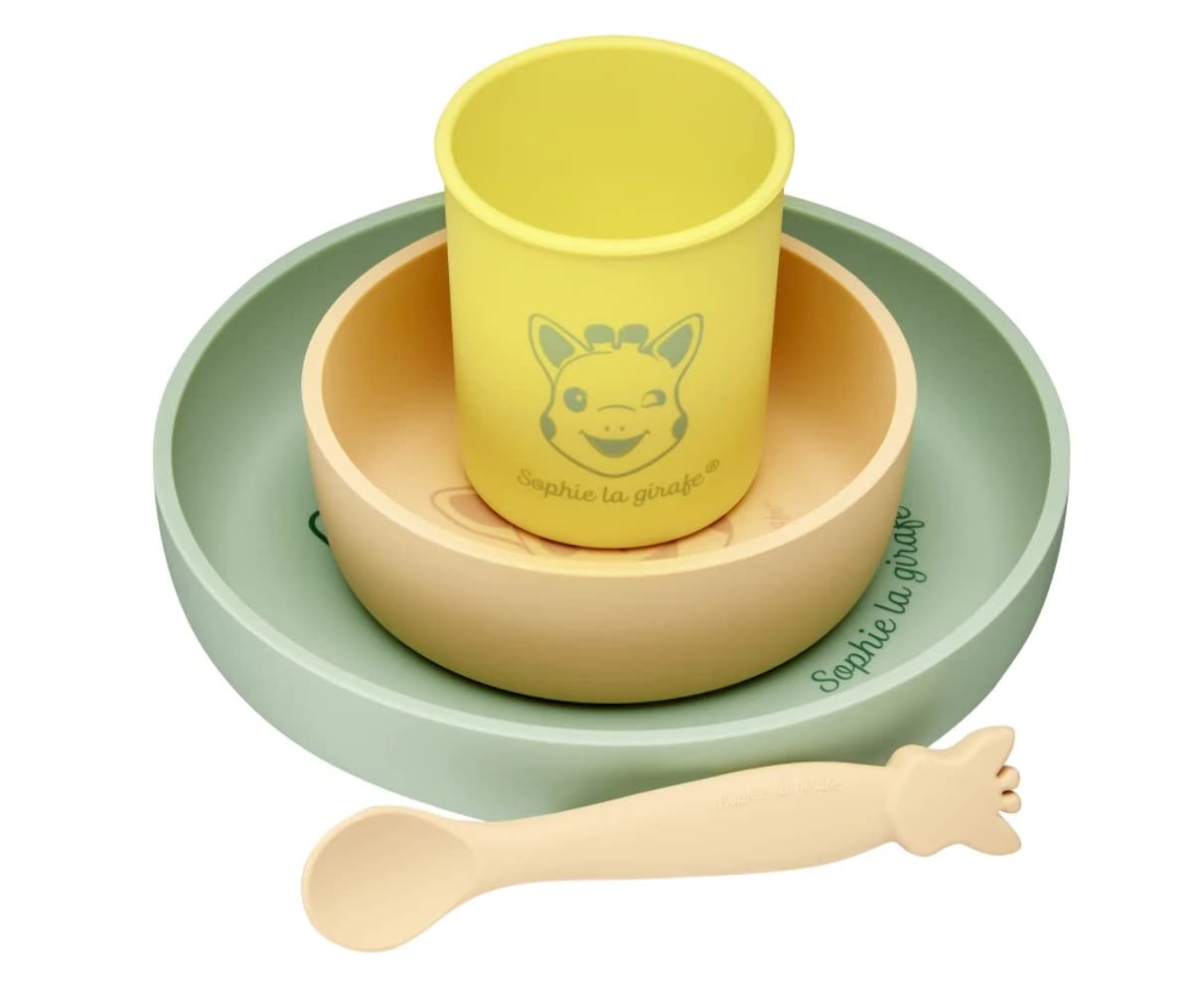 girafe Silicone Meal Set | Includes a Silicone Plate, Bowl, Cup & Spoon