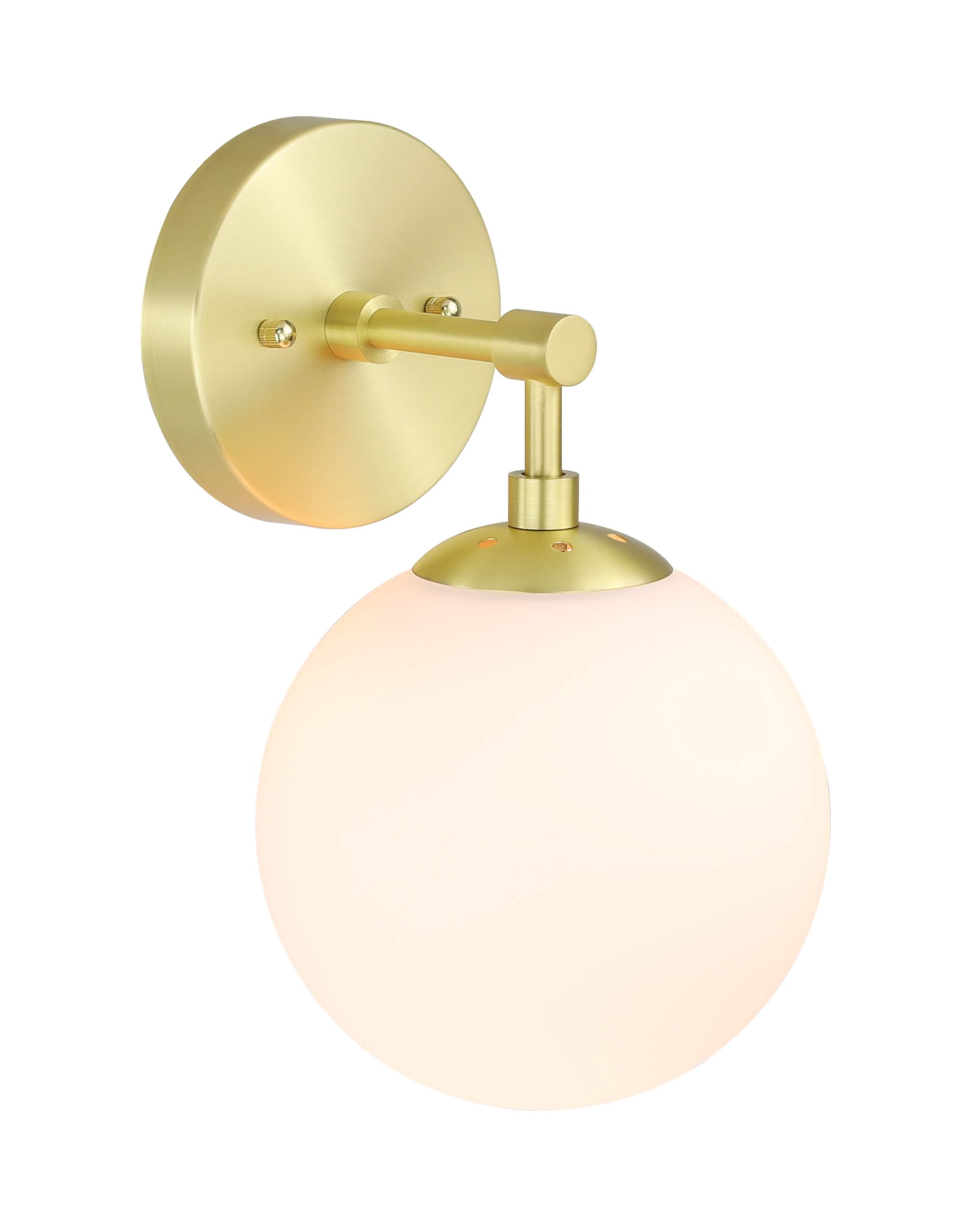 Wall Light 1 Light Vintage Wall Sconce with White Globe Glass in Satin Brass