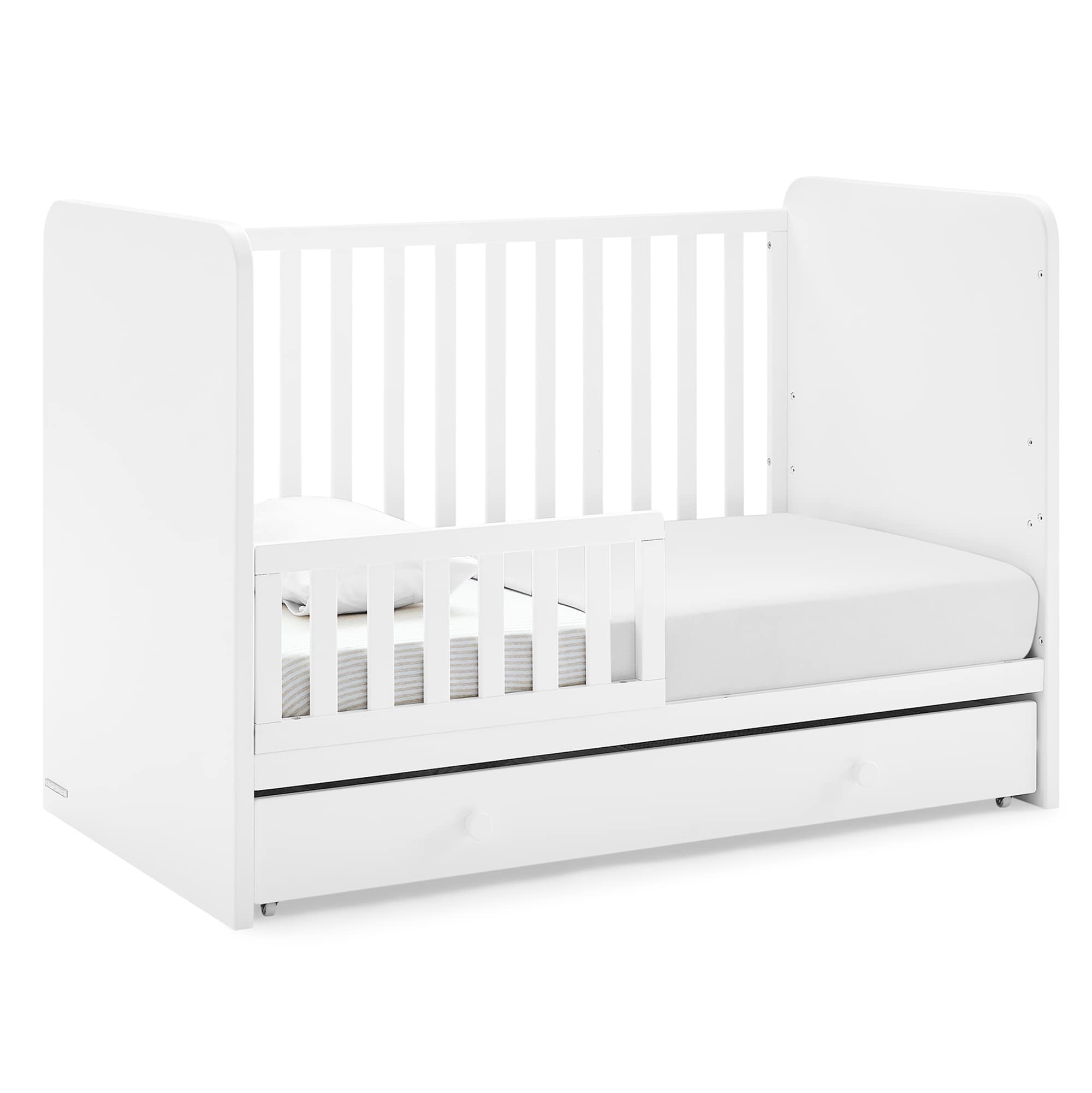 4-in-1 Convertible Crib with Storage Drawer - Greenguard Gold Certified, Bianca White
