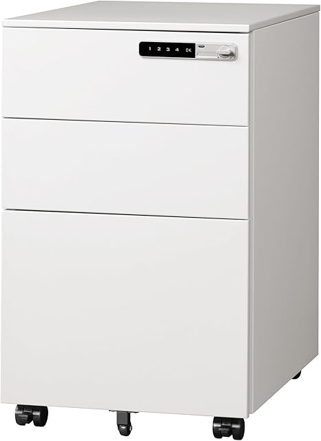 3 Drawer File Cabinet with Combination Lock, Fully Assembled Metal Filling Cabinet