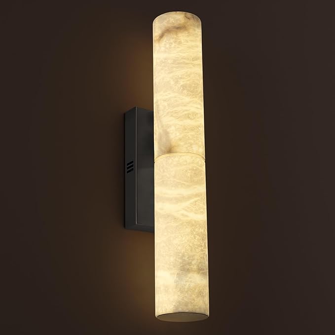 Brass Alabaster Wall Sconces, 20" Natural Marble Wall Sconce