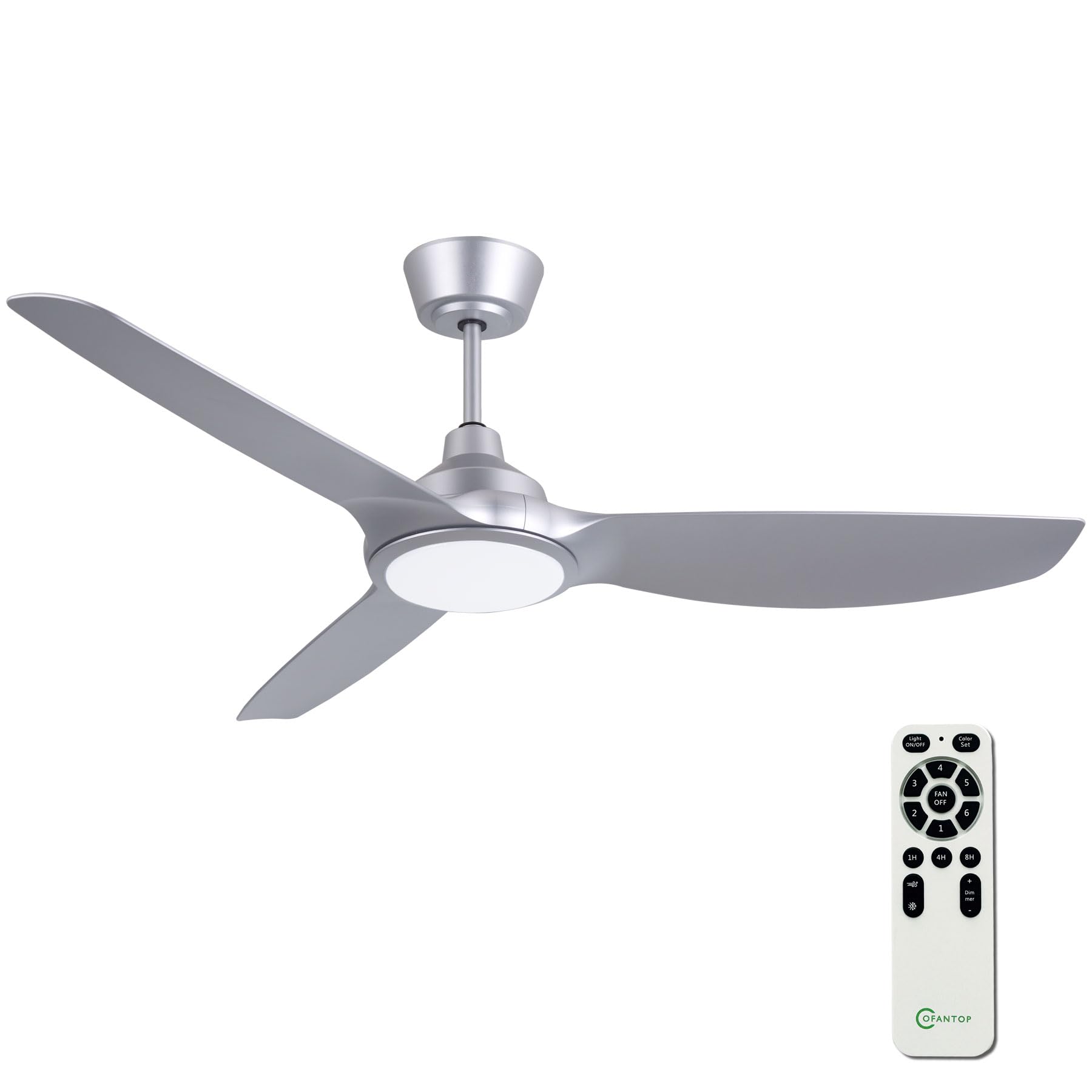 Inch Ceiling Fans with Lights and Remote Control, Modern Silver 3 Blade