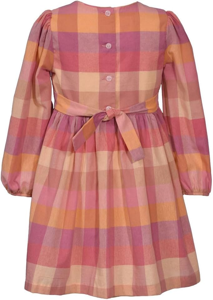 Thanksgiving Dress - Buffalo Check Pumpkin Smocked Dress with Headband for Baby