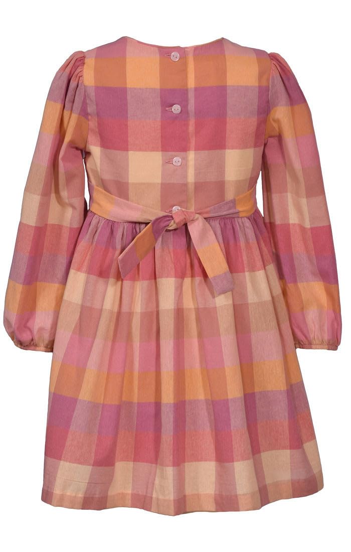 Thanksgiving Dress - Buffalo Check Pumpkin Smocked Dress with Headband for Baby