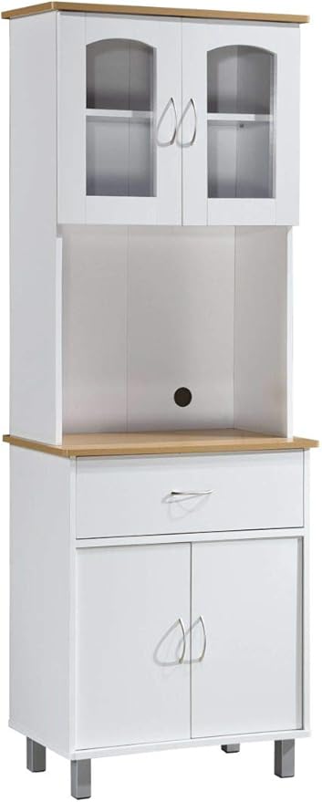 Long Standing Kitchen Cabinet with Top & Bottom Enclosed Cabinet Space