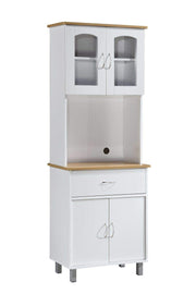 Long Standing Kitchen Cabinet with Top & Bottom Enclosed Cabinet Space