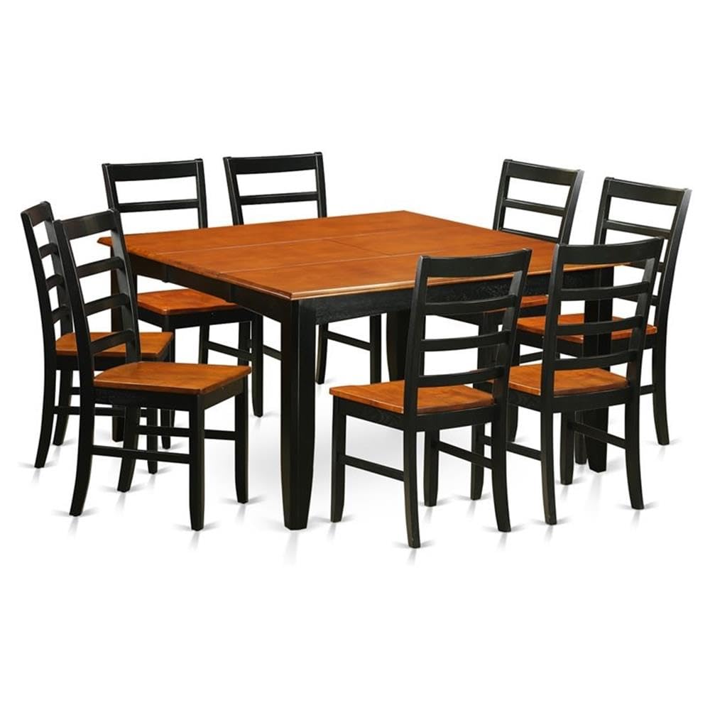 PARF9-BCH-W 9 Piece Modern Dining Table Set Includes a Square Wooden Table