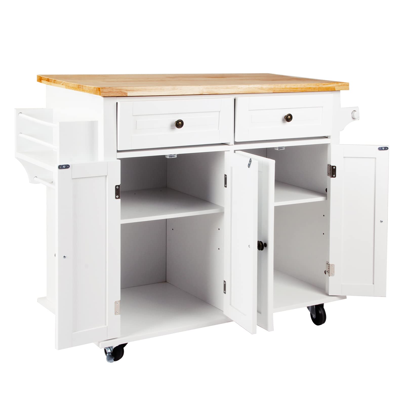 Island Cart with Storage Kitchen Cart Sideboard and Buffet with Wheels Bar