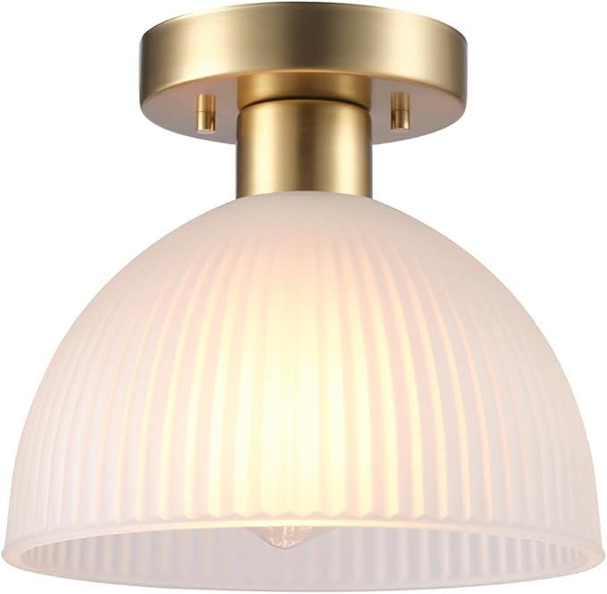 2-Light Semi-Flush Mount Ceiling Light, Matte Black, 2-Tier, White Linen Shade