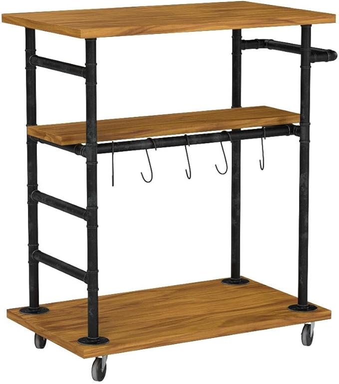 Industrial Portable Kitchen Island on Wheels