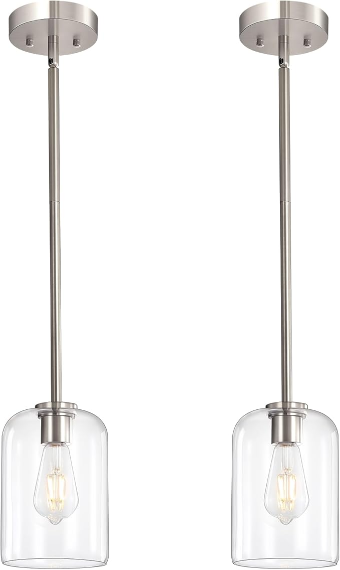 Black Pendant Light Fixtures, 6 Inch Clear Glass Shade