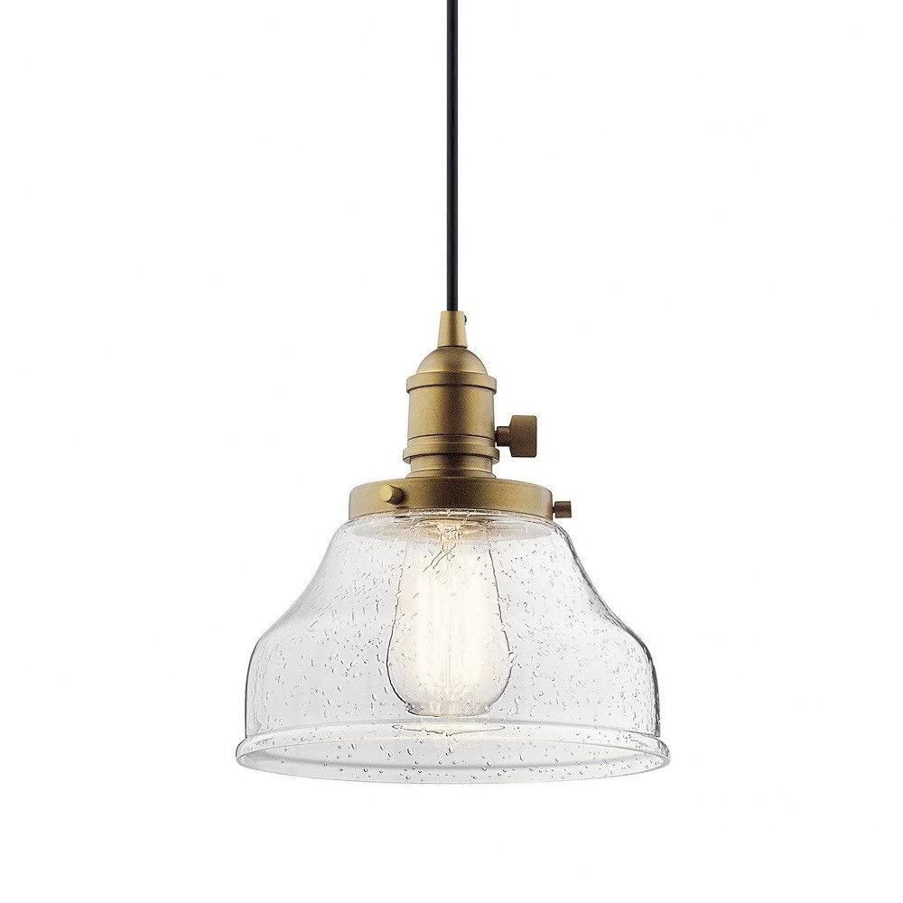 Avery 8.5" 1 Light Bell Mini Pendant with Clear Seeded Glass Chrome