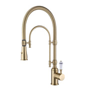 Kitchen Faucets Brushed Gold Kitchen Sink Faucet with Pull Down Sprayer High
