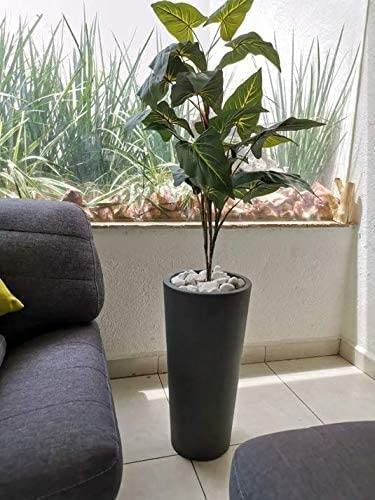 24 inch Tall Planter with Drainage, Outdoor Round, Lightweight & Resistant Plant Containers