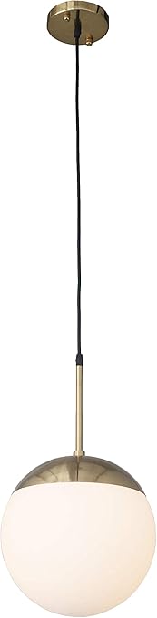 Single Globe Glass Pendant Lamp Lighting Fixture Crafted Metal Finish (Nickel)