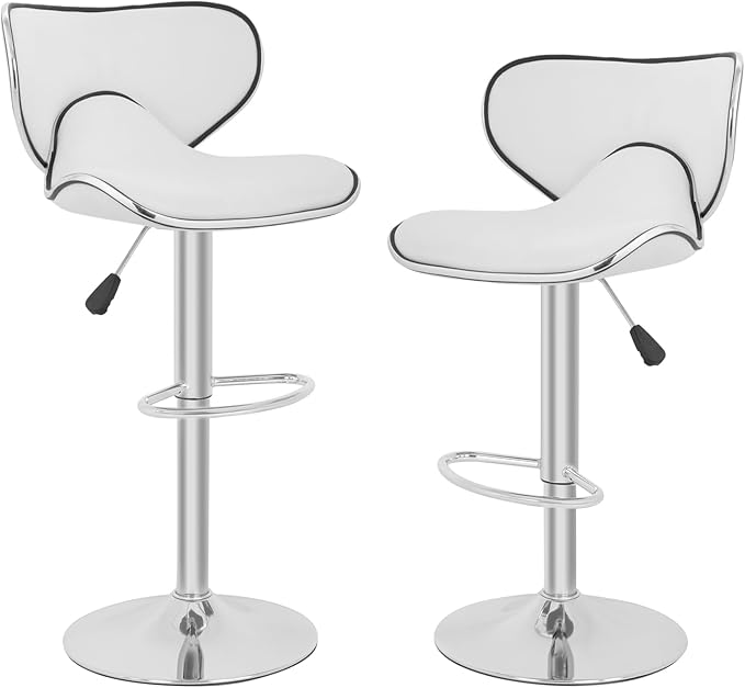 Bar Stools Counter Stools with Height Adjustable Swivel Counter Chairs Back PU Leather Set
