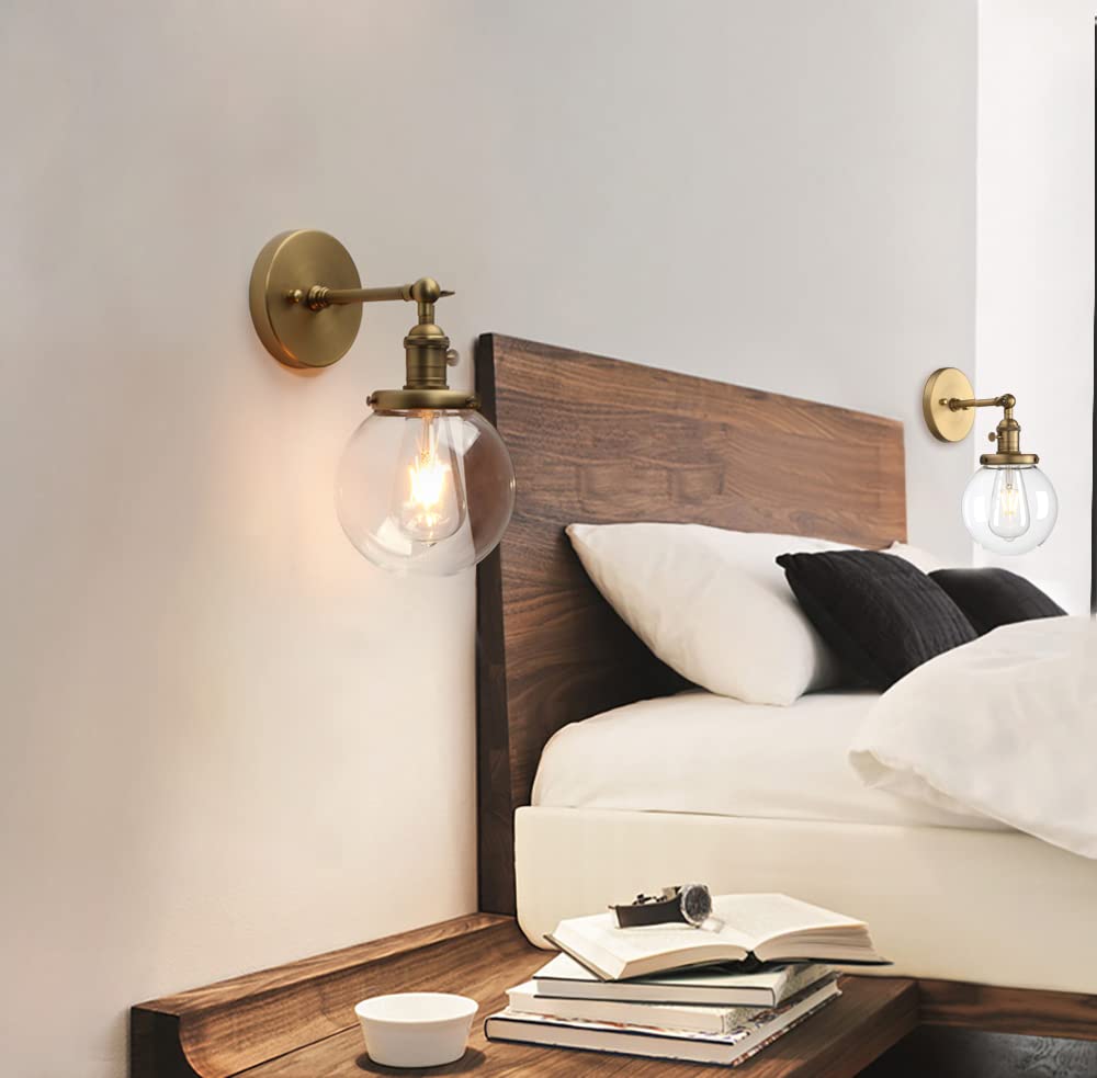 Bathroom Light Fixture Single Industrial Wall Sconce with 5.9 Inches Globe Lampshade