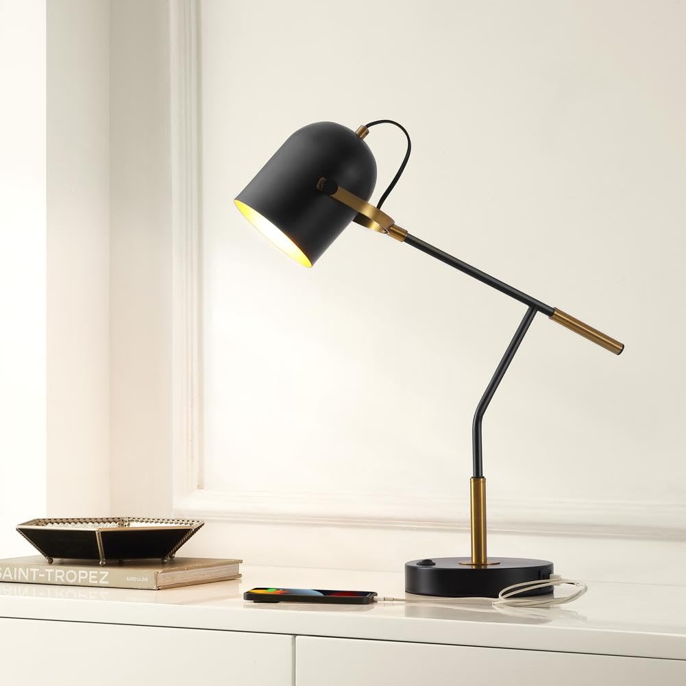 Lighting Collection Mulaney Modern Black/Brass 22-inch Task Desk Table Lamp