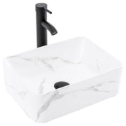 Rectangular Bathroom Sink 16" x 12" Marbling Above Counter Porcelain Ceramic Vessel