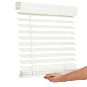 Cordless 2-inchFaux Wood Blind 95" Wide x 48" Long,(Soft White-Antique White),Smooth