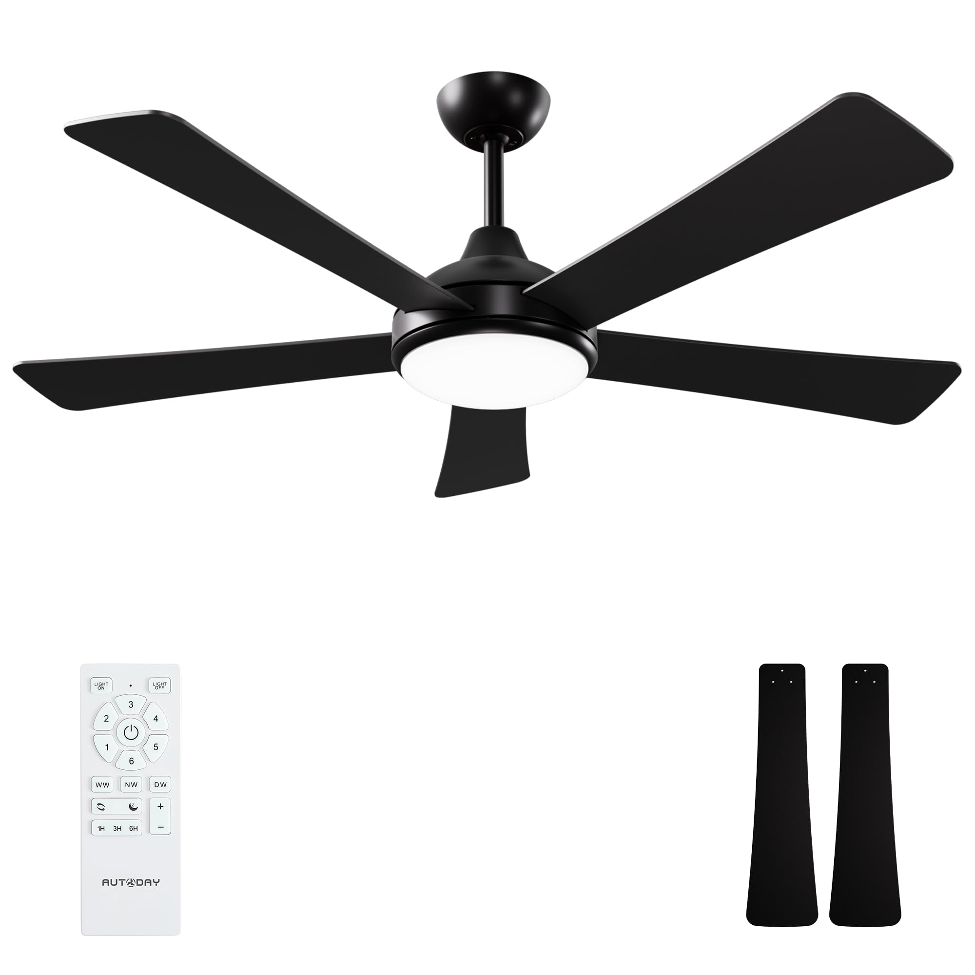 Inch Ceiling Fans with Lights and Remote - Black Ceiling Fan with Light