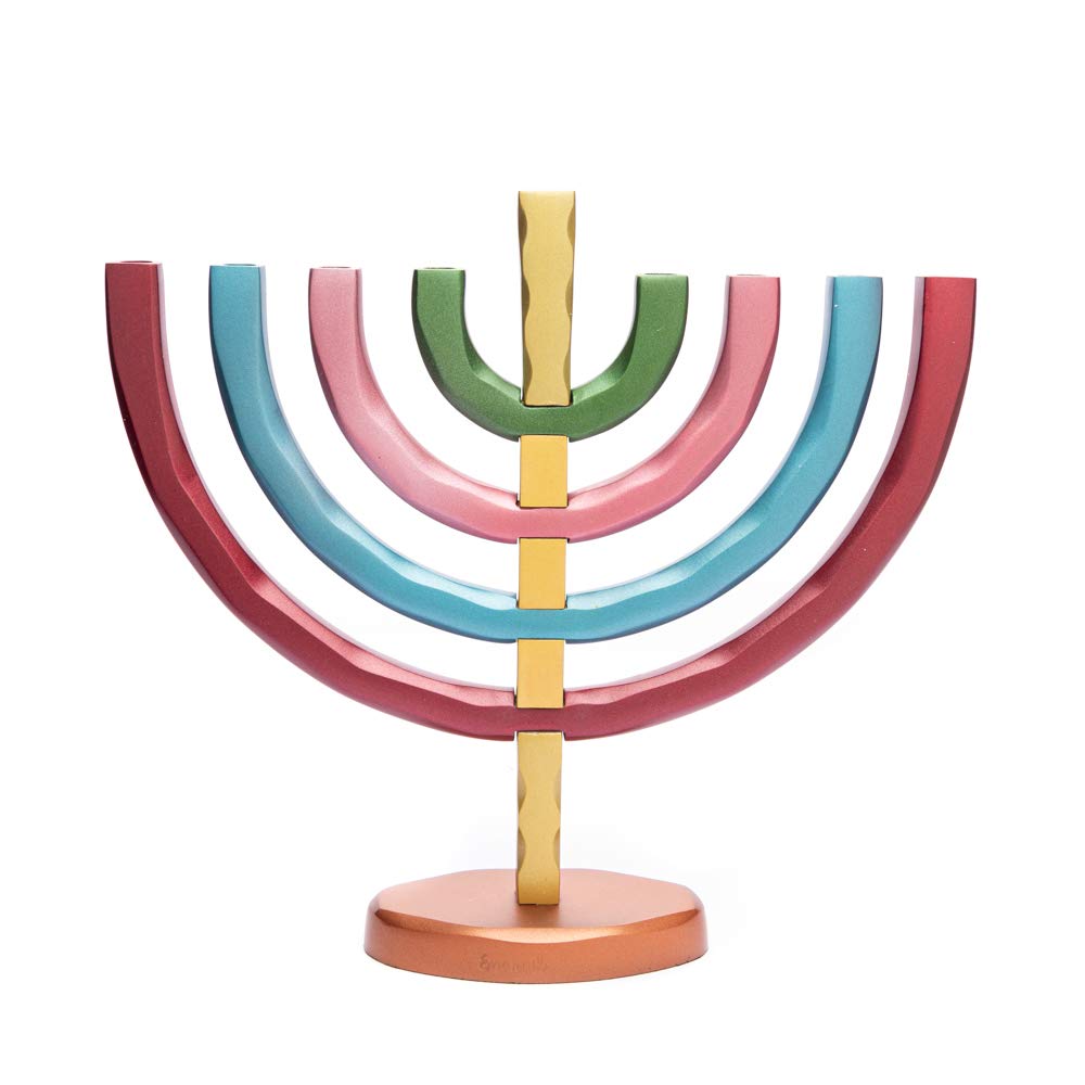Yair Emanuel Anodized Aluminum Hanukkah Menorah with Bright Colors