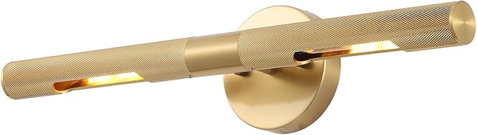 Picture Light 19 inches Brushed Brass Gold Black Wall Sconce with Knurled